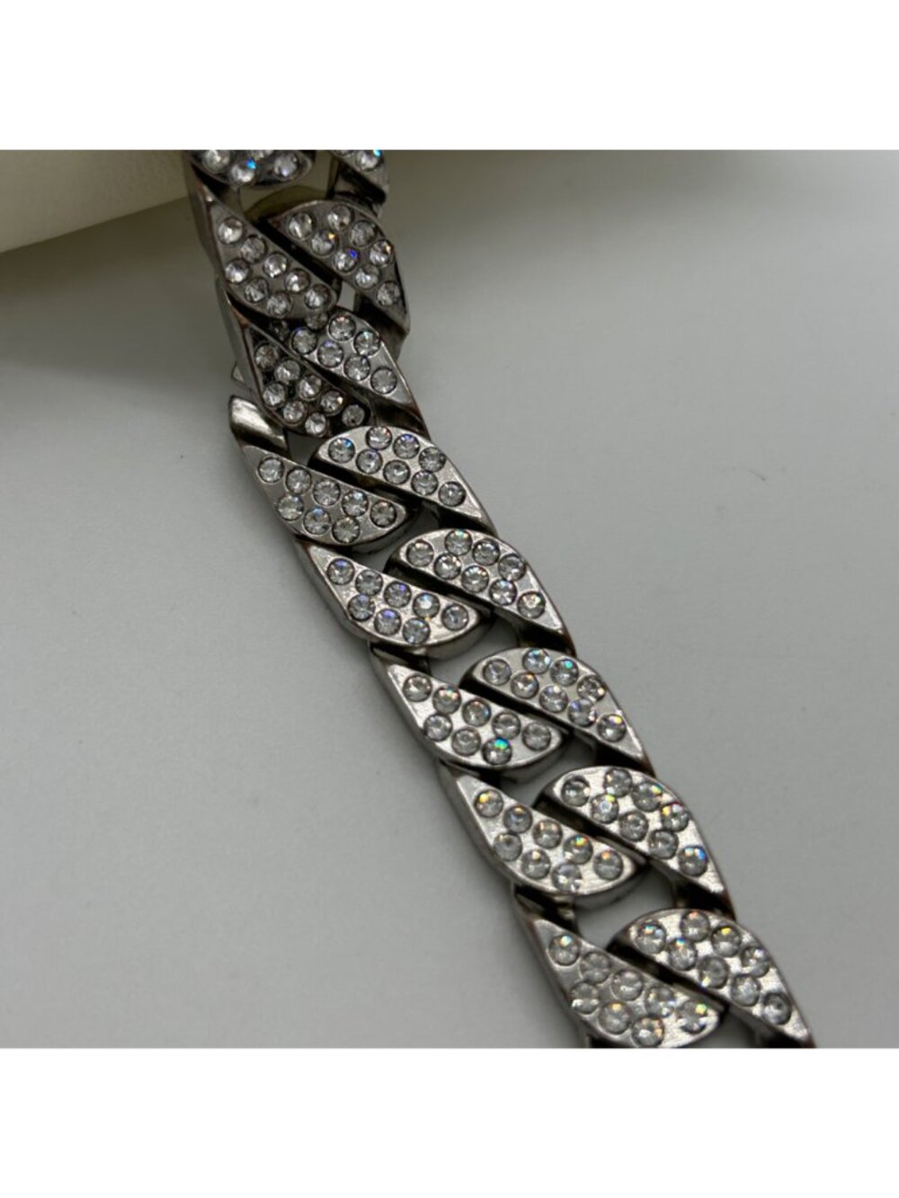 Iced Out Miami Cuban Link Bracelet Mens Hip Hop Bling Silver Tone Pave 7.5 inch - Picture 7 of 10